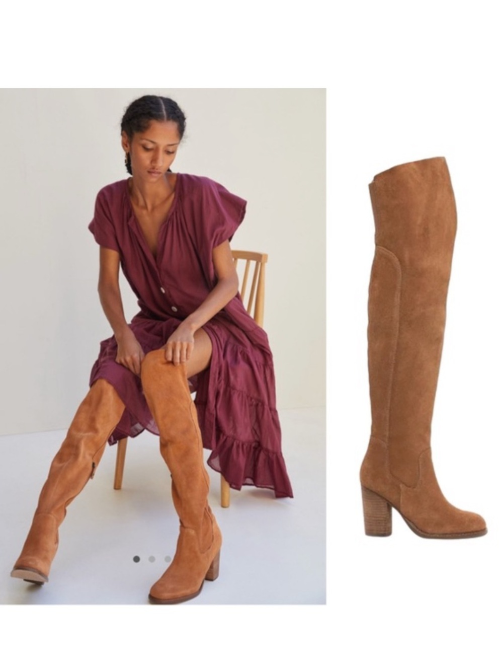 Anthropologie Kelsi Dagger NWT Logan OTK heeled boot 9 W